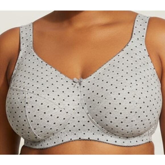New Plus Size Bra 46E 46 E 105F 105 F Black White Grey NO WIRE Wireless Dotted - Picture 5 of 5